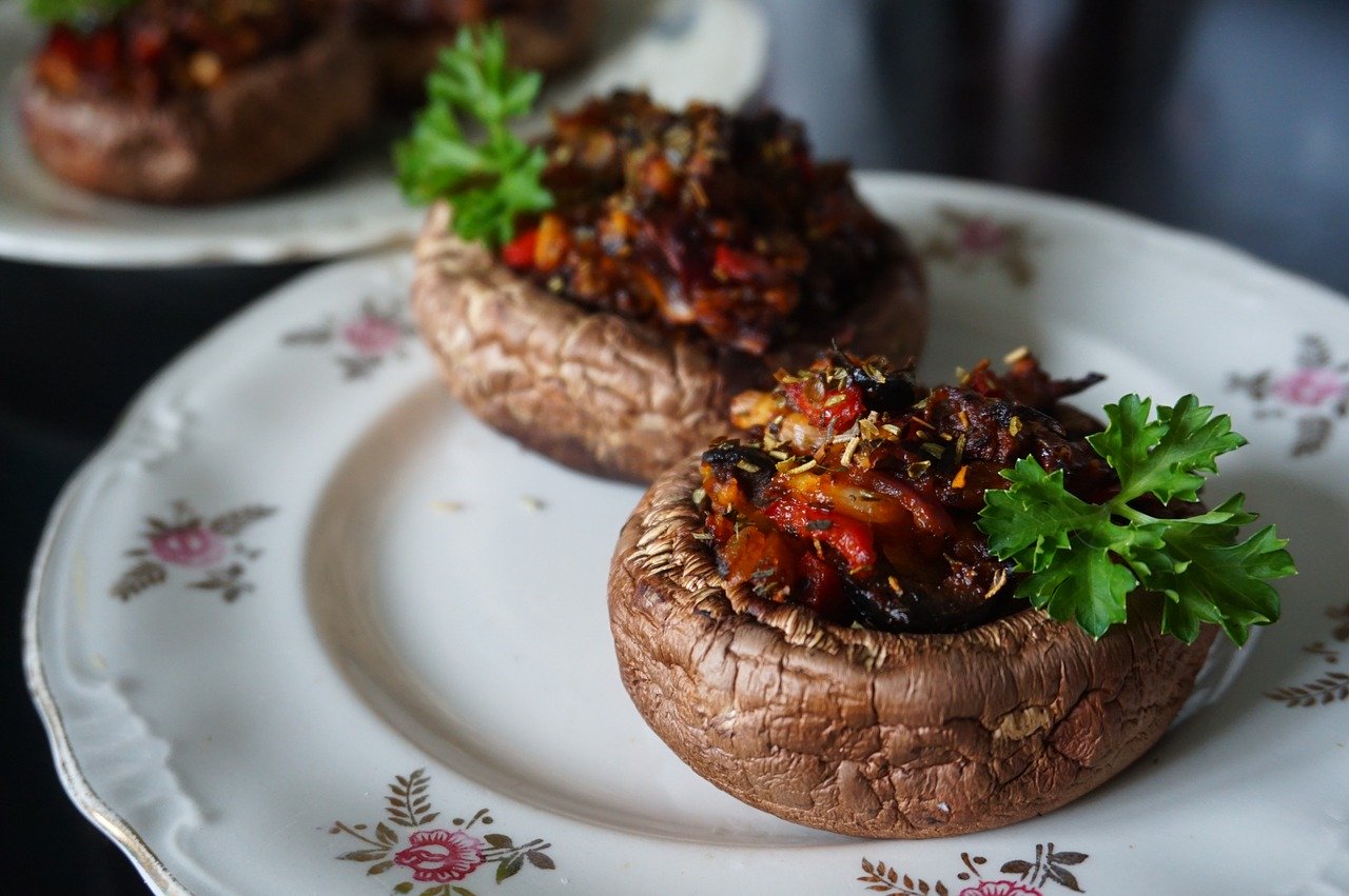 mushroom, oven, baked